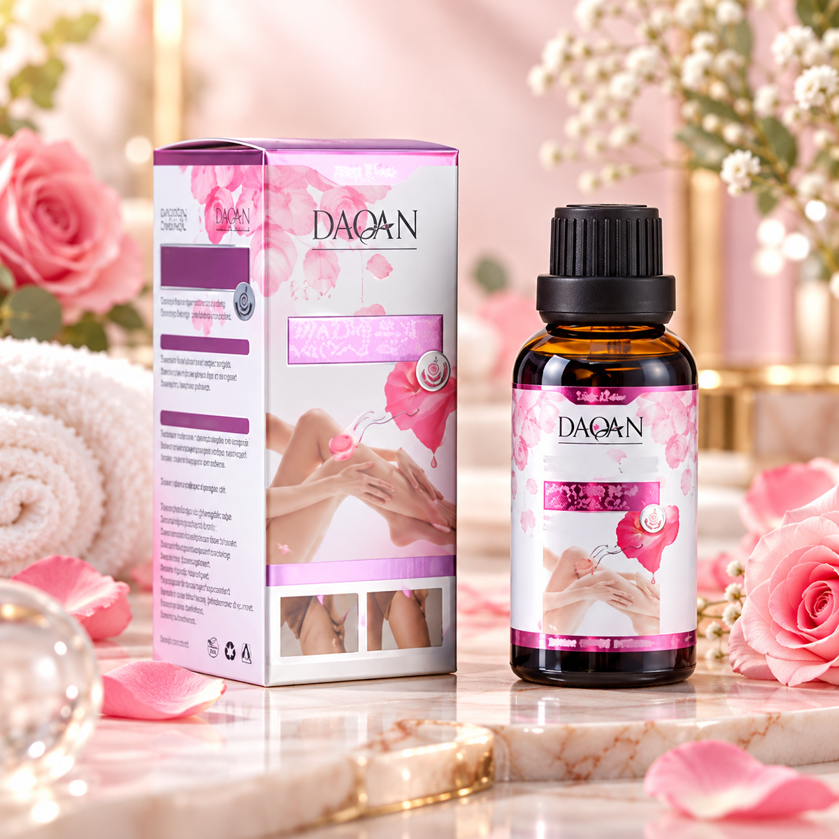 Aceite de Masaje DAQAN Rosa & Jengibre para Piernas – 30 ml