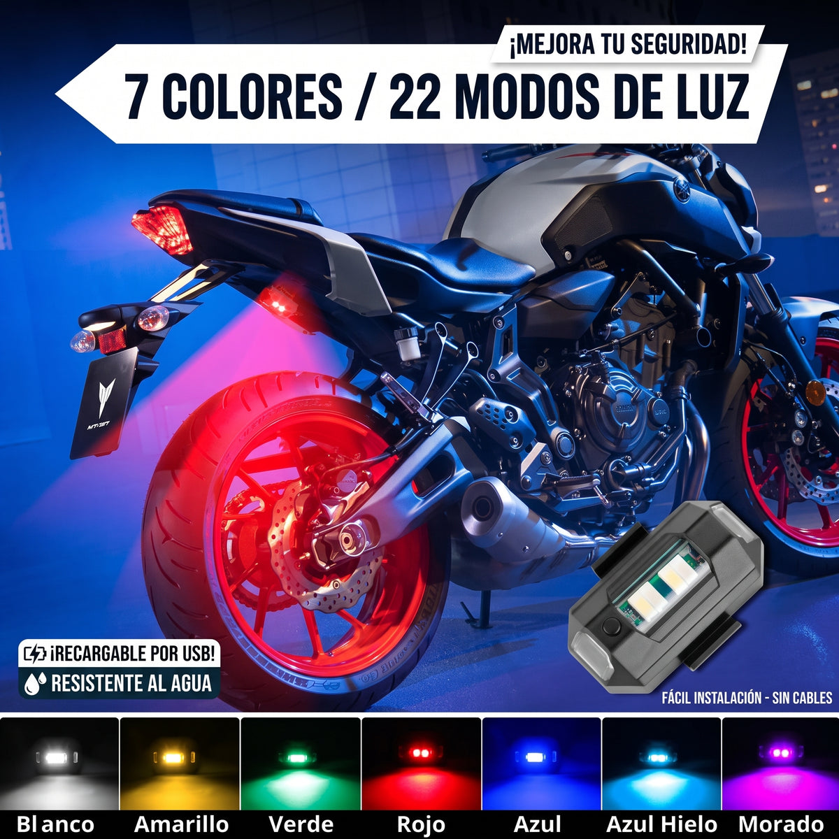 SET DE 2 LUCES ESTROBOSCOPICA LED A CONTROL PARA AUTO MOTO DRON O BICICLETA
