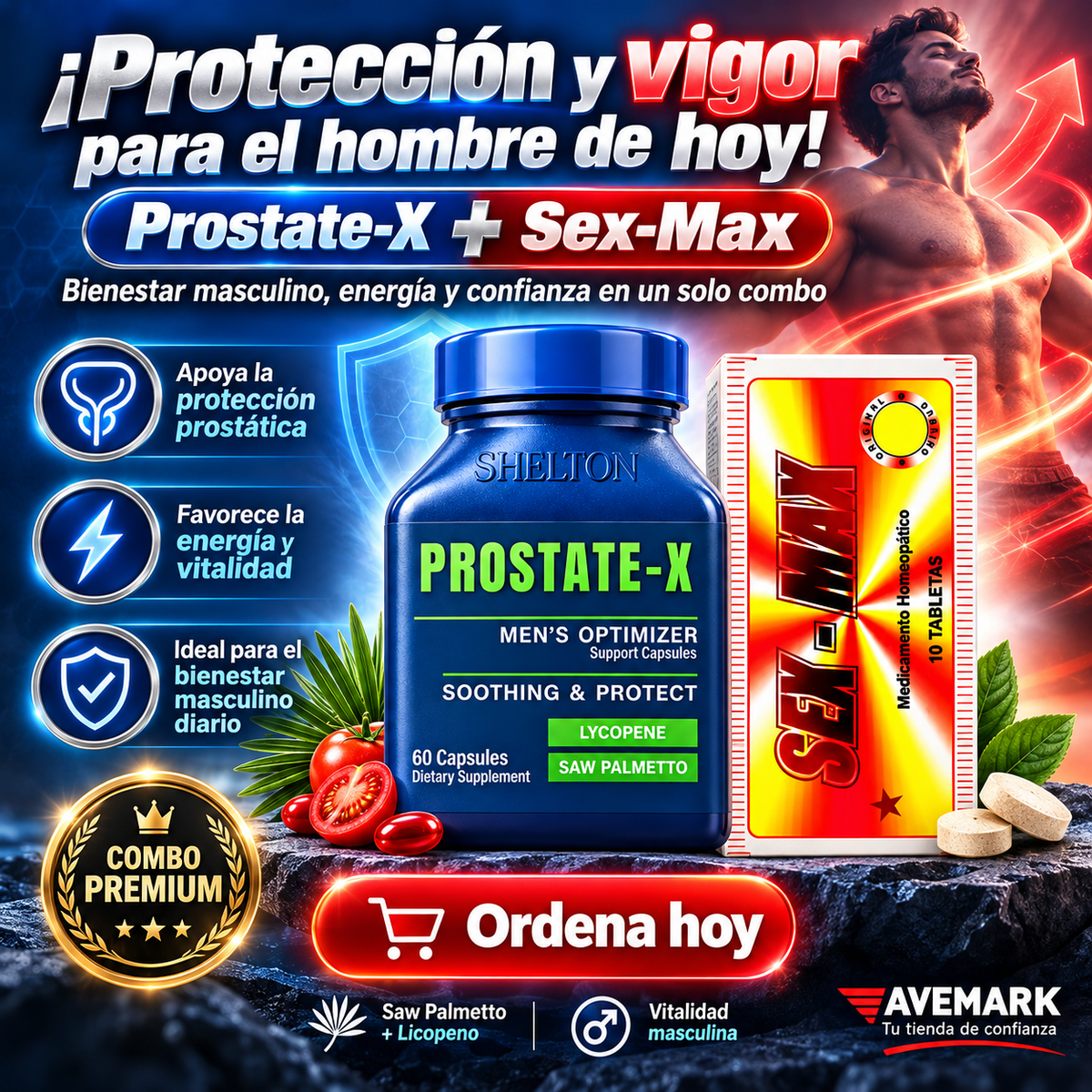 Combo Vitalidad Total Masculina — Prostate X + Sex Max