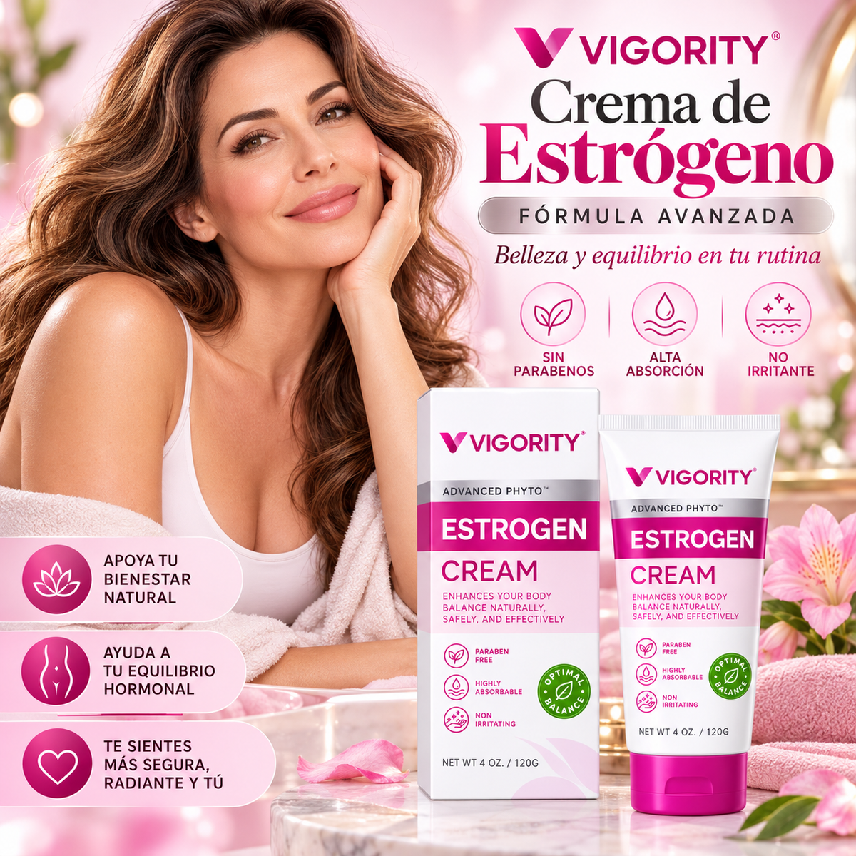 Vigority Estrogen Cream – Crema de Estrógeno para Mujer | 120 g