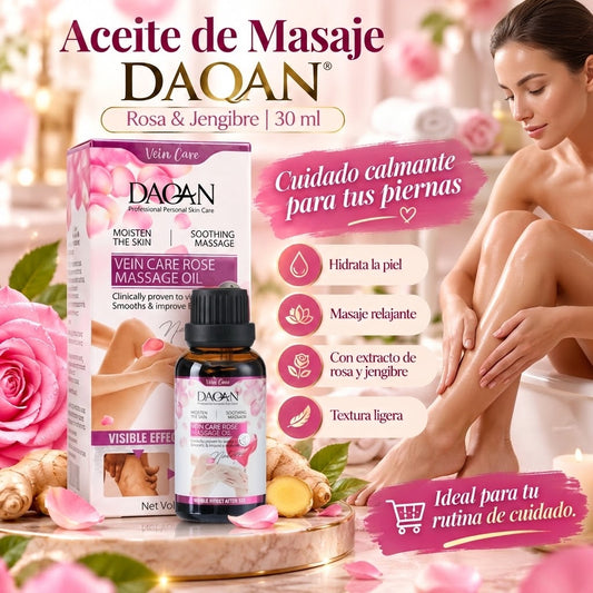 Aceite de Masaje DAQAN Rosa & Jengibre para Piernas – 30 ml