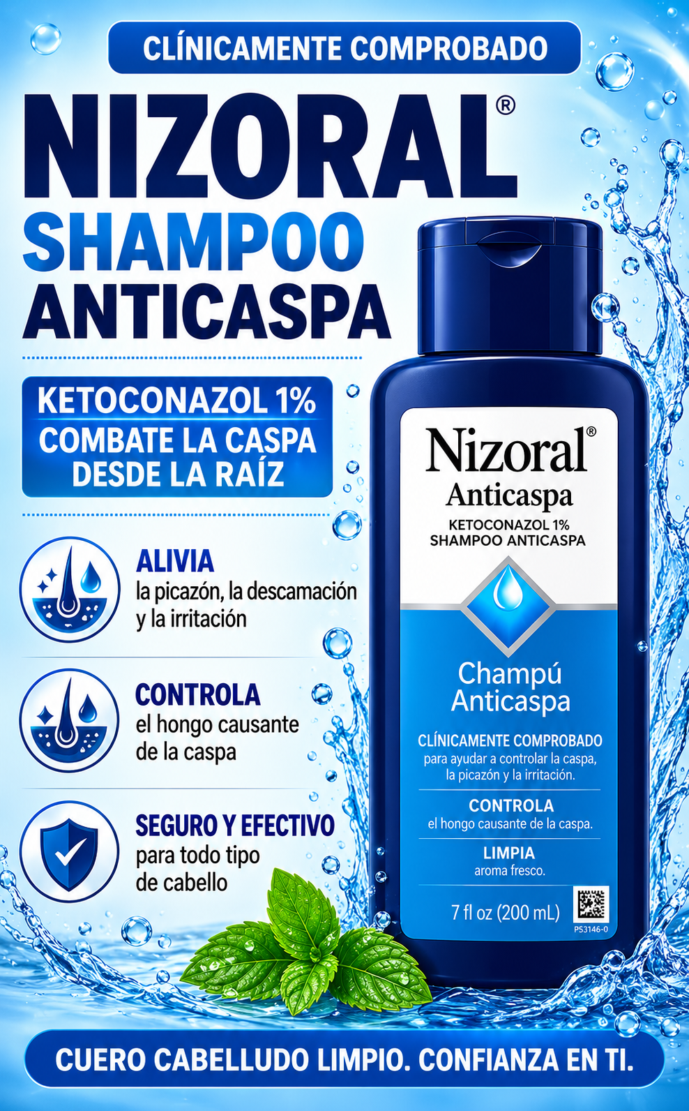 Nizoral® Anti-Dandruff Shampoo 1% Ketoconazol — Controla la Caspa desde la Raíz
