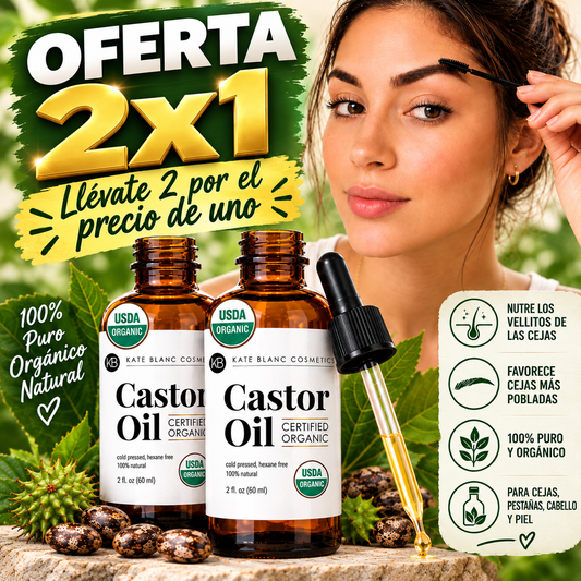 2x1 Aceite de Ricino Puro y Orgánico + Cepillos Aplicadores