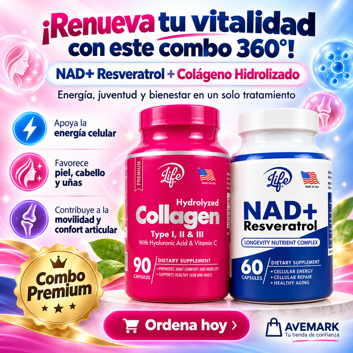 Combo Vitalidad y Firmeza 360° — Colágeno + NAD+ Resveratrol
