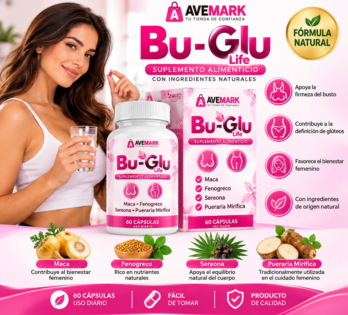 Bu-Glu refuerza Busto y Glúteo x 60 Cápsulas