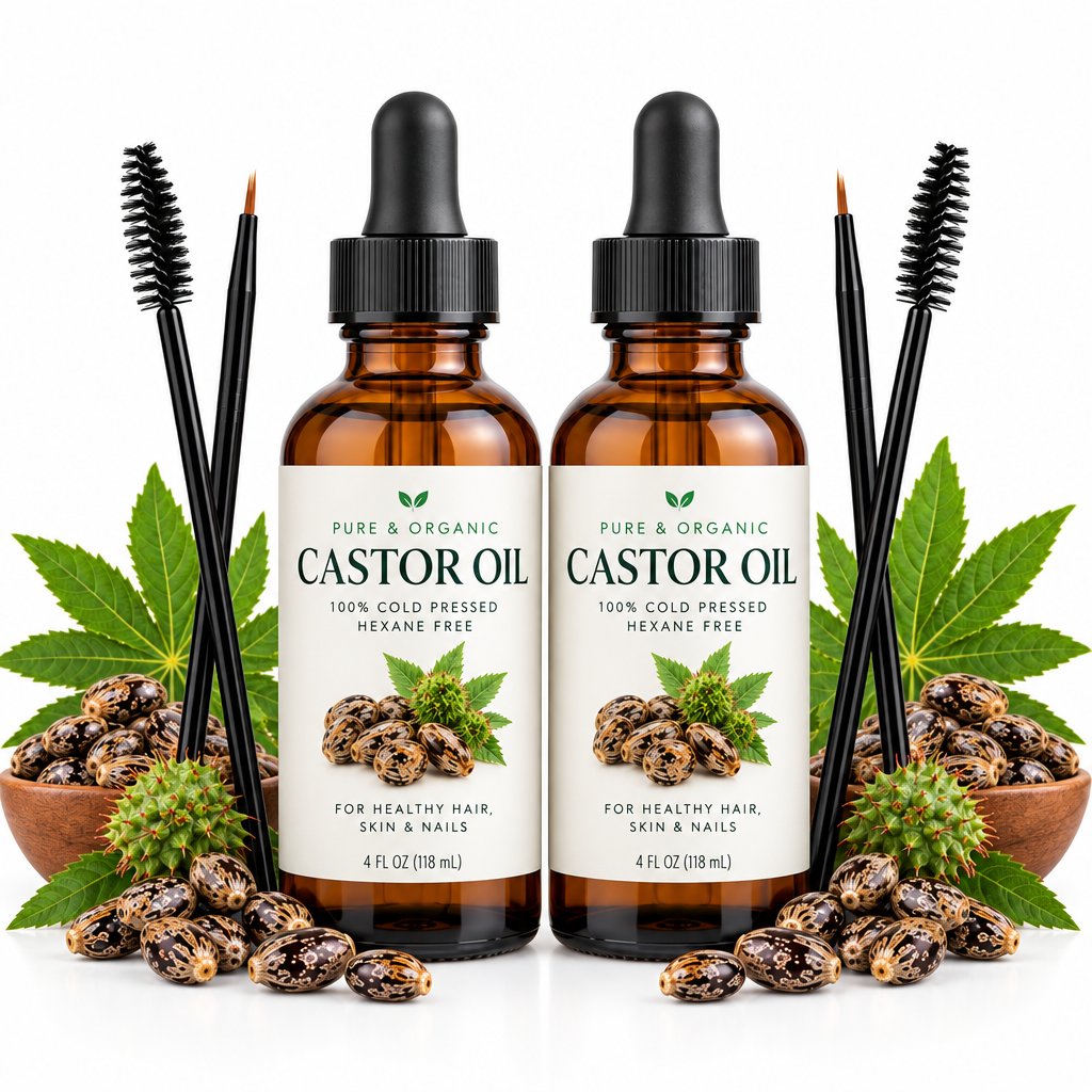 2x1 Aceite de Ricino Puro y Orgánico con Cepillos Aplicadores