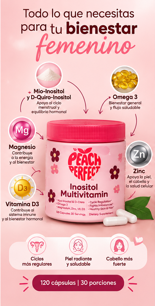 🌸 PEACH PERFECT – INOSITOL MULTIVITAMÍNICO | 120 CÁPSULAS