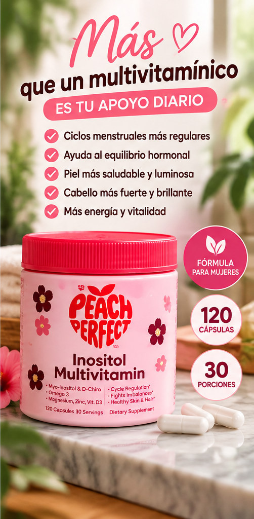🌸 PEACH PERFECT – INOSITOL MULTIVITAMÍNICO | 120 CÁPSULAS